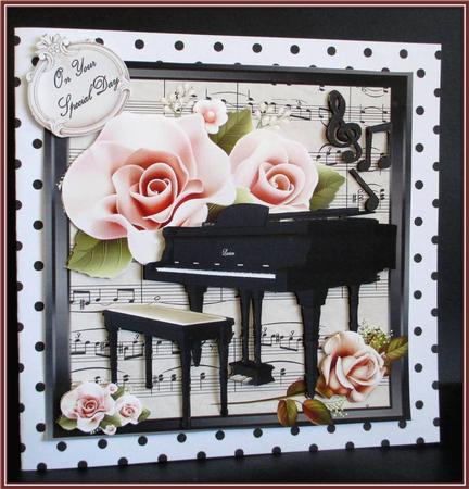 Beautiful Black Grand Piano with Pink Roses 8x8 Mini Kit by Rae Trees