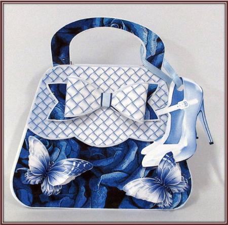 Gorgeous Blue Rose and Flutters Handbag Card Kit by Rae Trees