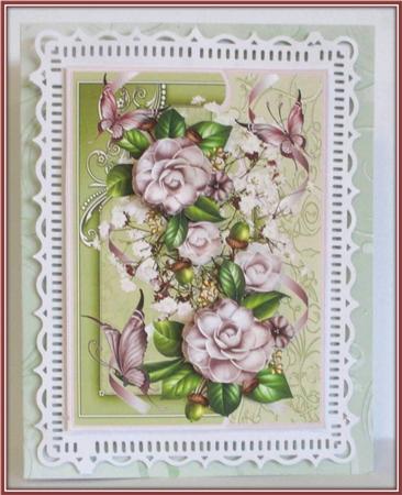 Camellias Card Front with Decoupage by Rae Trees