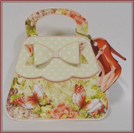 Beautiful Vintage Handbag Shaped Card Kit by Rae Trees