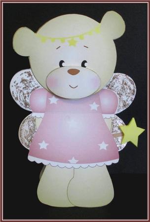 Fairy Bella Teddy Shaped Card by Rae Trees