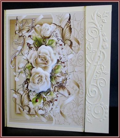 Cream Rose Card with Decoupage by Rae Trees