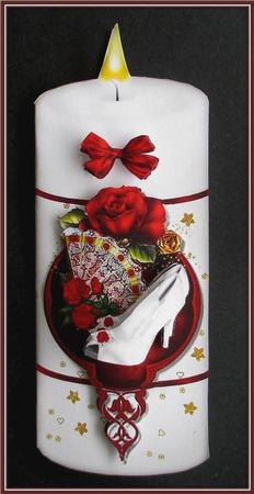 Red Roses and Shoes Candle by Rae Trees