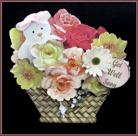 Teddy and Flowers Gift Basket Card Mini Kit by Rae Trees