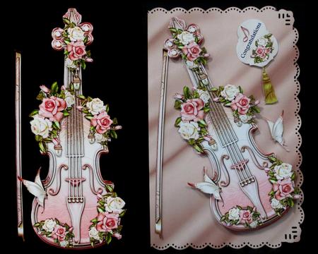 Vintage Soft Rose Violin by Rae Trees
