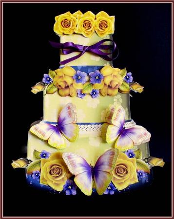 Beautiful Yellow Rose Cake Shaped Card Kit by Rae Trees