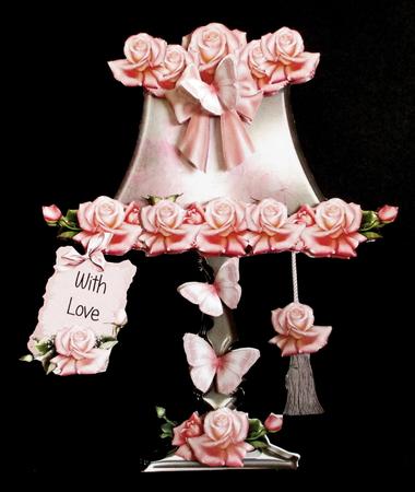 Beautiful Pink Rose Lamp and Shade Card Kit by Rae Trees