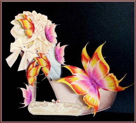 Butterfly Peach Shoe Card Mini Kit by Rae Trees