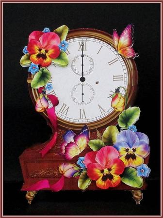 Fabulous Floral Clock Shaped Topper - Pansies by Rae Trees