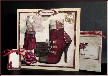 8x8 Lacy Steampunk Boot with Rose Mini Kit by Rae Trees