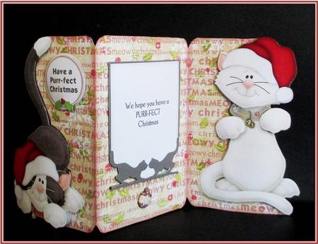 Meowy Christmas Shaped Tri Fold Card Kit by Rae Trees