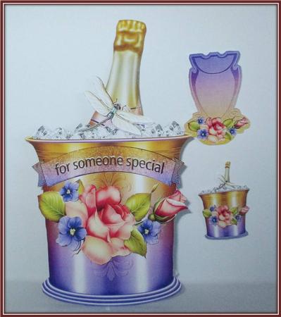 Ice Bucket with Champagne Shape Card Sweet Rose by Rae Trees
