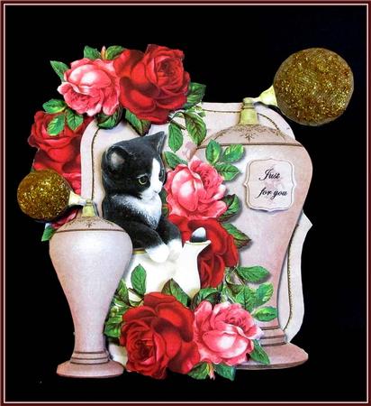 Mini Kit Vintage Kitten Perfume & Roses by Rae Trees