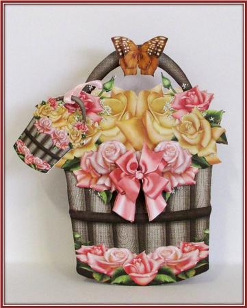 Basket Shape Yellow Roses Card by Rae Trees