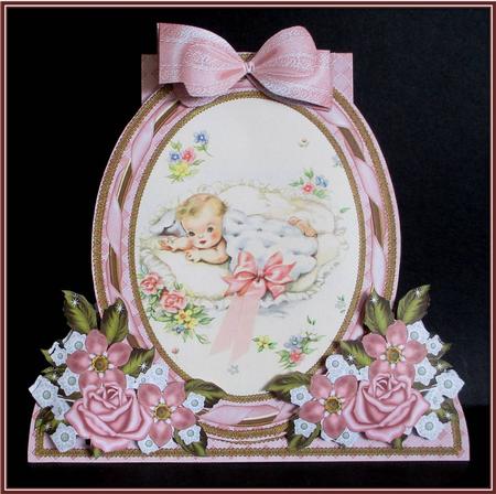 New Baby Girl Special Large Oval Card Mini Kit by Rae Trees