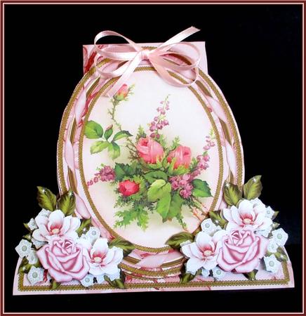 Pretty Pink Rose Special Large Oval Card Mini Kit by Rae Trees