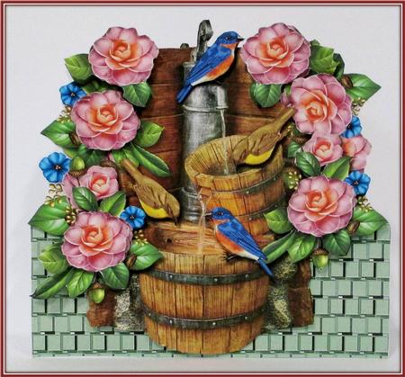 Fountain , Camelias & Birds Mini Kit by Rae Trees