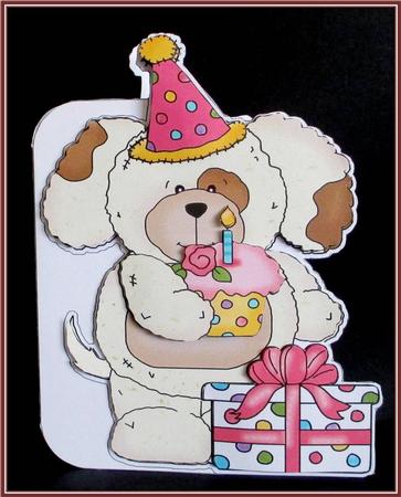 Teddy Bears First Birthday Shaped Card with Decoupage by Rae Trees