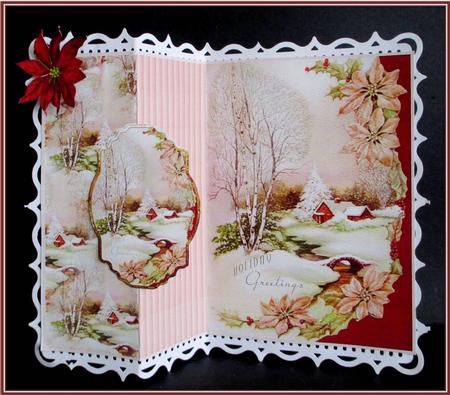 Vintage Christmas Scene No Hole Back Card by Rae Trees