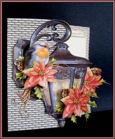 Mini Kit Christmas Lantern,robin & Poinsettias by Rae Trees