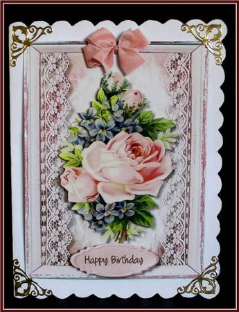Stunning Pink Roses and Lace  by Rae Trees