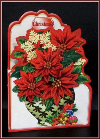 Pot of Holly and Poinsettias Shaped Card Mini Kit by Rae Trees