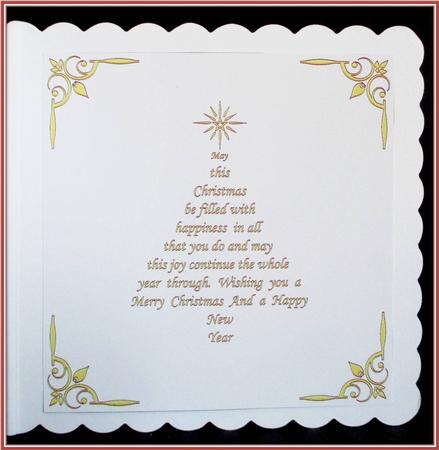 8x8 Christmas Insert & Verse in Gold Christmas Tree Shape by Rae Trees