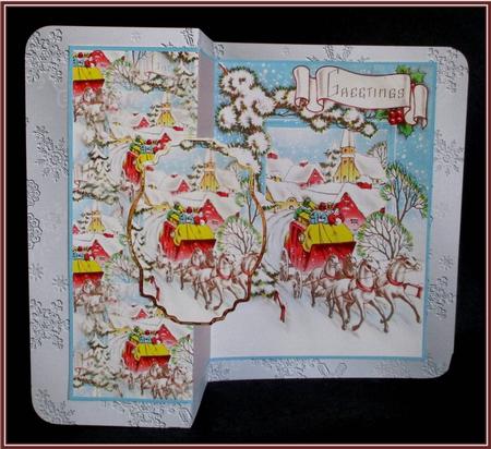 Christmas Travel No Hole Fold Back Card by Rae Trees
