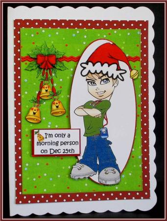 Teen Boy Loves Christmas Quick Card by Rae Trees