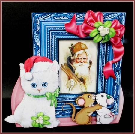 Shaped Card Mini-kit - Christmas Kitten by Rae Trees