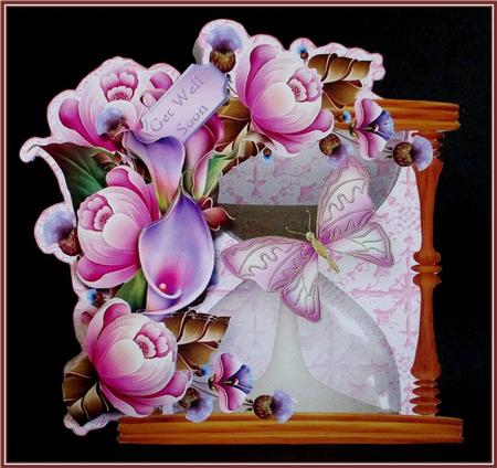 Hourglass Card with Fantasy Flowers Mini Kit by Rae Trees