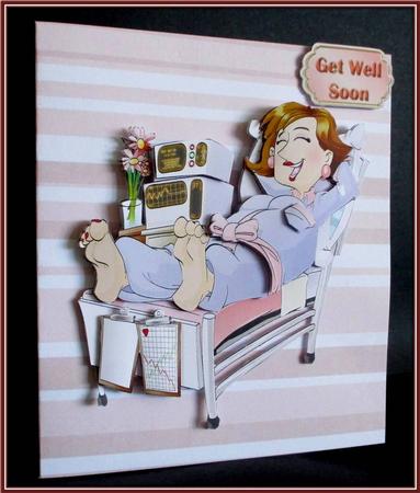 Get Well Soon Dudess (brown Hair) Decoupage Sheet by Rae Trees