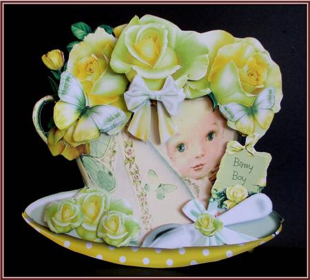 Beautiful Baby Boy Cup Shaped Card Kit by Rae Trees