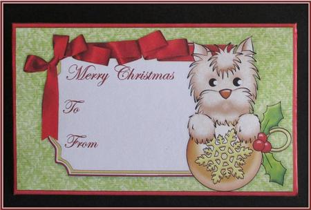 Christmas Money Wallet Westie with Bauble by Rae Trees