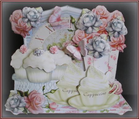 Fabulous Shabby Chic Coffee Time Shaped Card Kit by Rae Trees