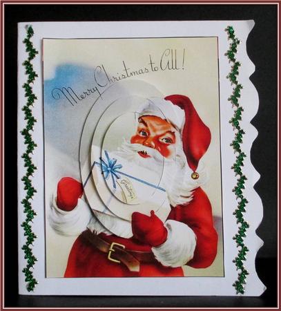 Santa Claus with Gift Oval Pyramid by Rae Trees