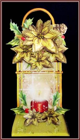 Golden Poinsettia Lantern Shaped Card by Rae Trees