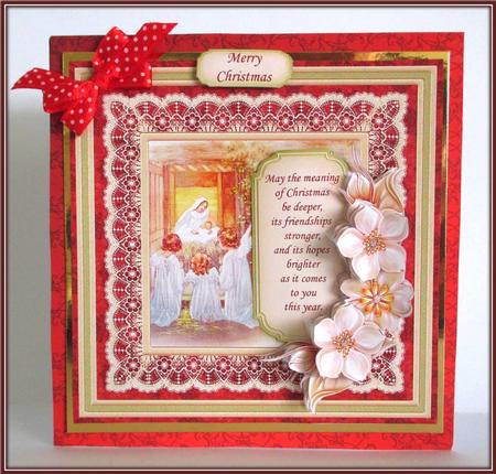 Christmas Floral Tag & Nativity Card Topper & Decoupage by Rae Trees