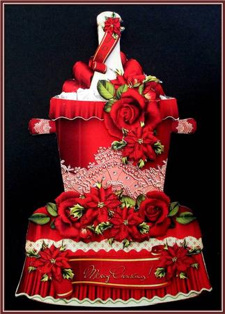 Beautiful Christmas Champagne Bottle with Poinsettias and Ro by Rae Trees