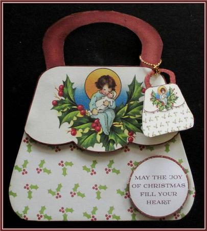 Handbag Card with Envelope Christmas by Rae Trees