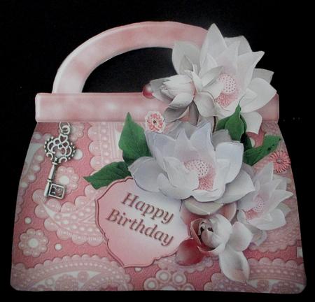 White Flowers Handbag Card Mini Kit by Rae Trees