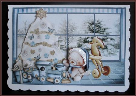 Christmas Morning Card with Decoupage by Rae Trees