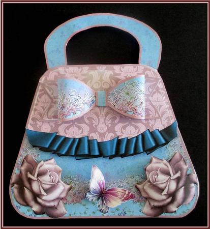 Beautiful Lilac Rose Handbag Shaped Card Kit by Rae Trees