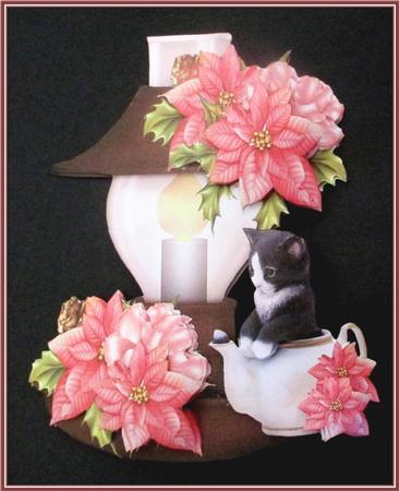 Antique Lamp & Pink Poinsettias Mini Kit by Rae Trees