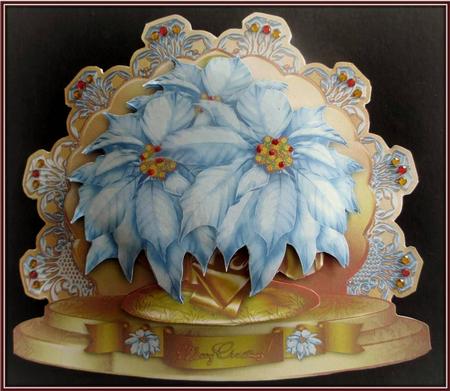 Soft Blue Poinsettias Card by Rae Trees