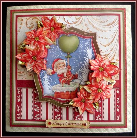 Flying Santa with Balloon Christmas 8x8 Mini Kit & Decoupage by Rae Trees