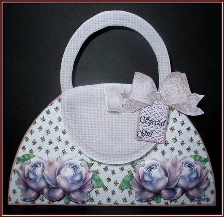 Hand Bag Card Lilac Roses Mini Kit by Rae Trees