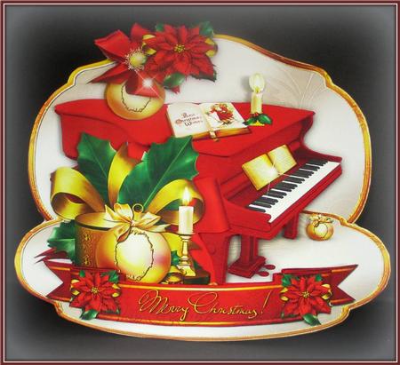 Christmas Red Piano Card by Rae Trees