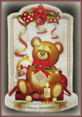 Cute Christmas Teddy Bear Card by Rae Trees