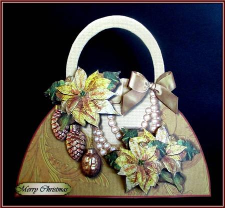 Hand Bag Card Golden Christmas Mini Kit by Rae Trees